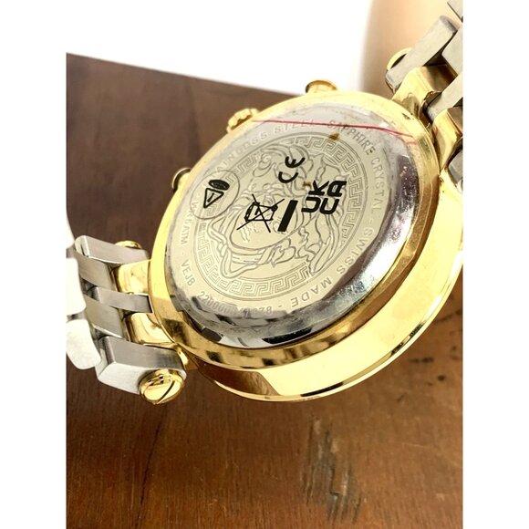 Versace Men's Watch VEJB00622 Swiss Quartz Chronograph Black Dial Two Tone Steel - Picture 7 of 15